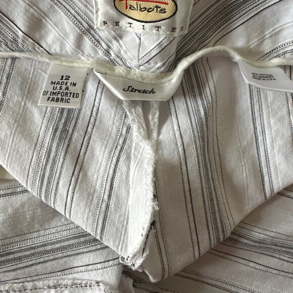 Talbots Petites Black and White Capri Pants Size 12 Stretch - Picture 2 of 3